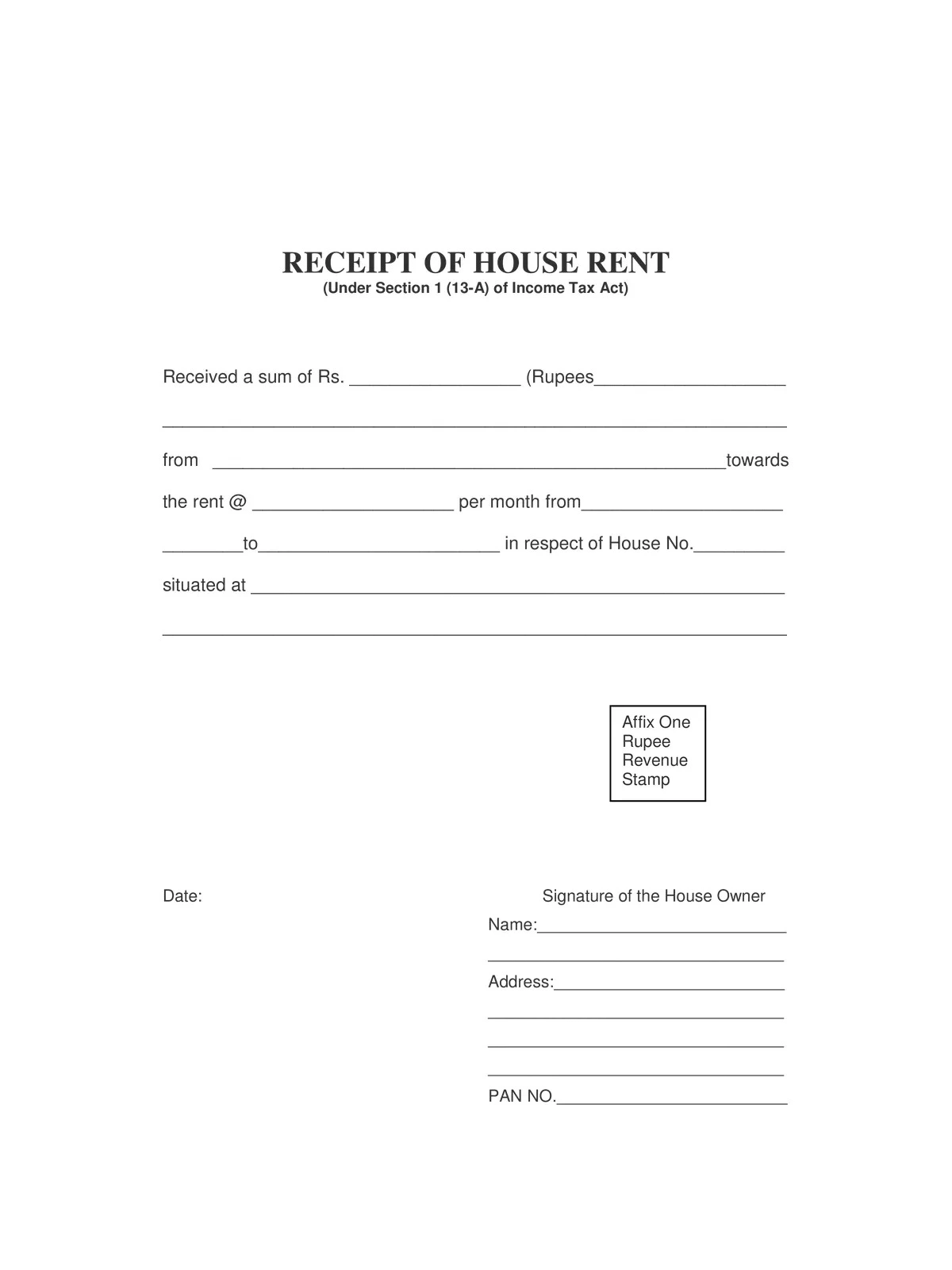 House Rent Receipt