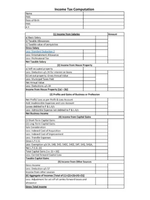 Income Tax Computation Format