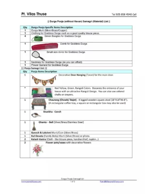 Pooja Samagri List