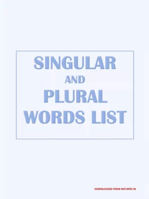 Singular and Plural Words List A to Z