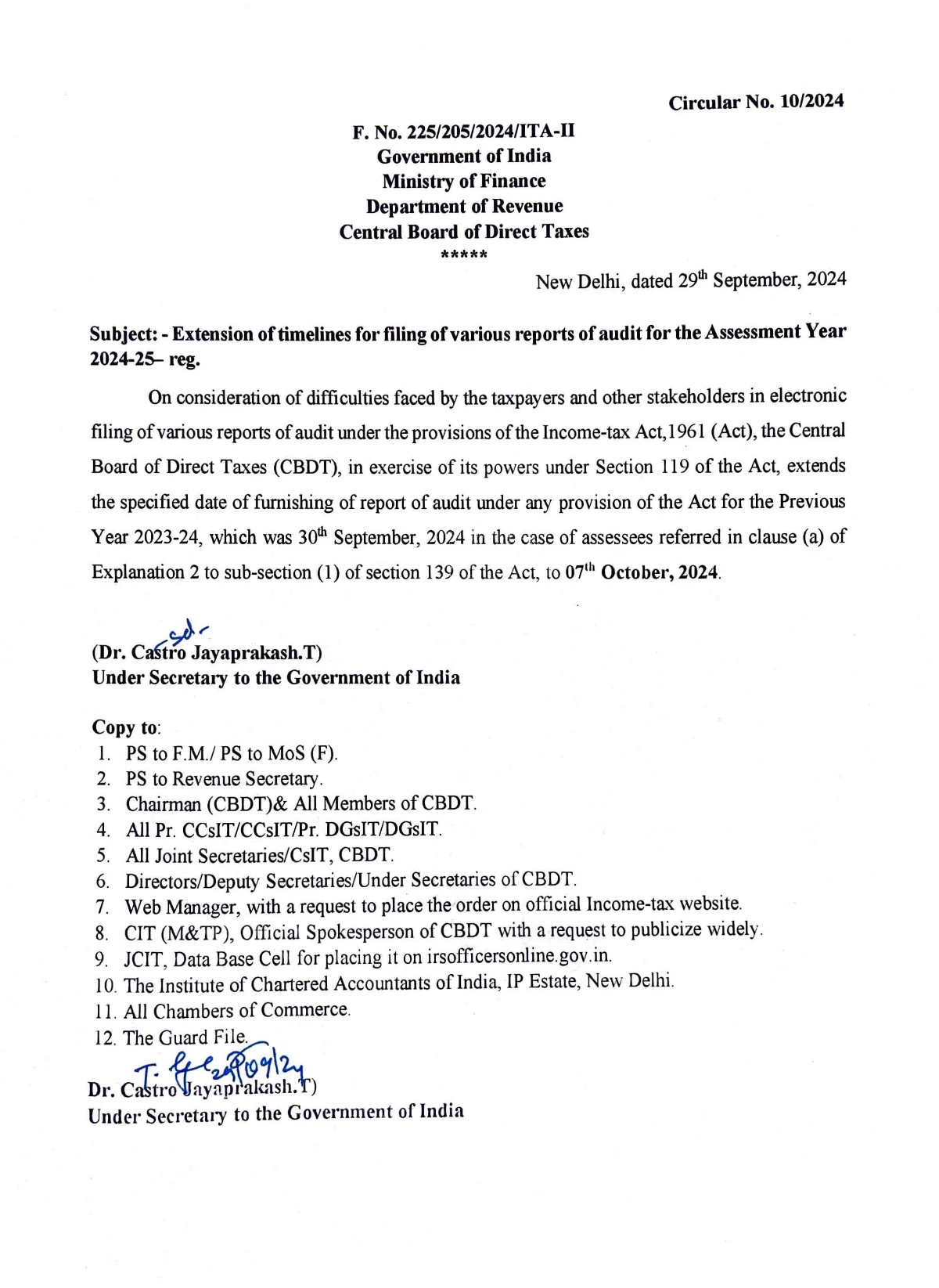 Tax Audit Due Date Extension Notification 2024 1PDF