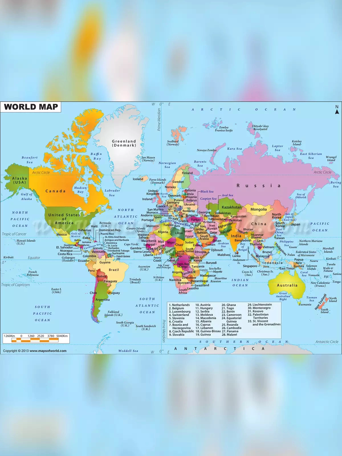 World Map Countries and Continents