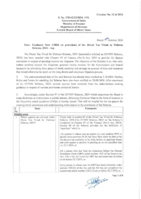 Direct Tax Vivad Se Vishwas Scheme 2024 Notification