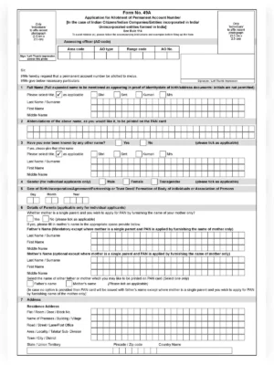 Form 49A – Application Form for PAN Card