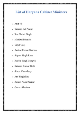 Haryana Cabinet Mininsters List