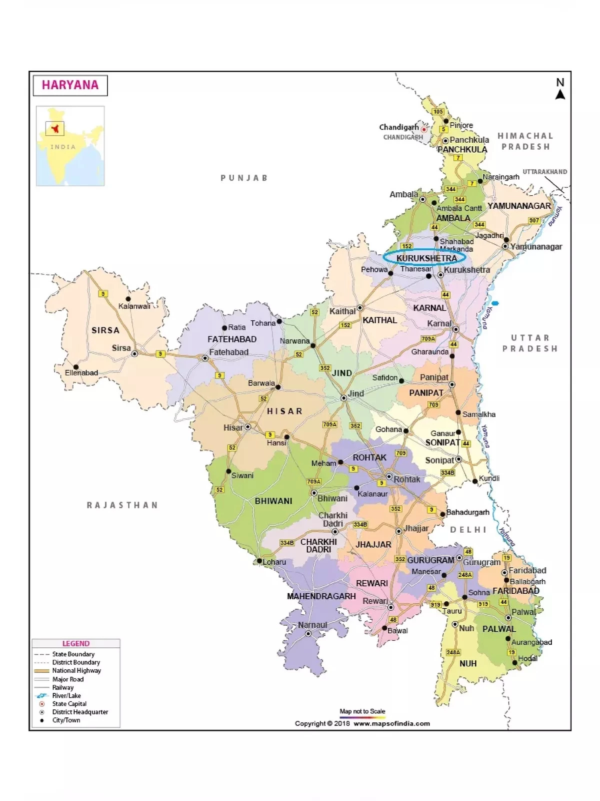 Haryana Map with Districts