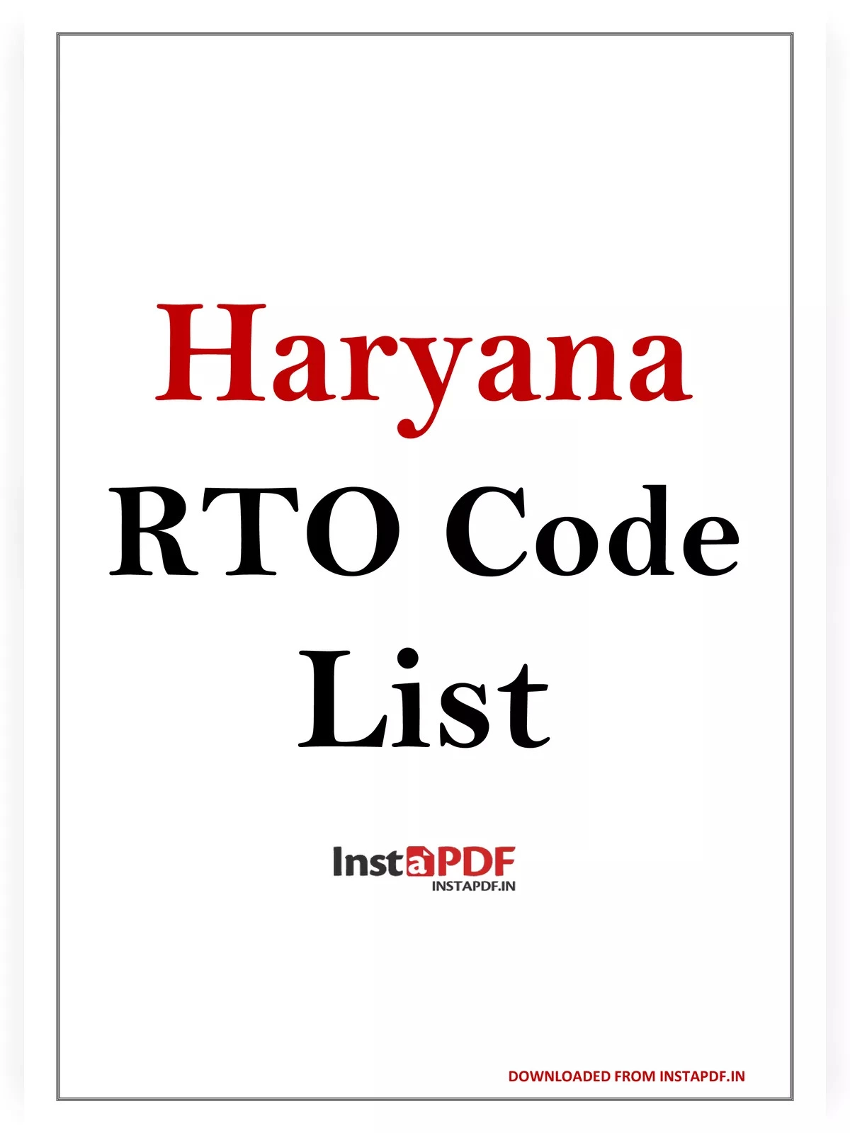 All Haryana RTO Code List