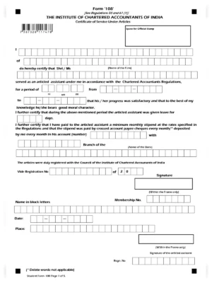 Form 108 ICAI