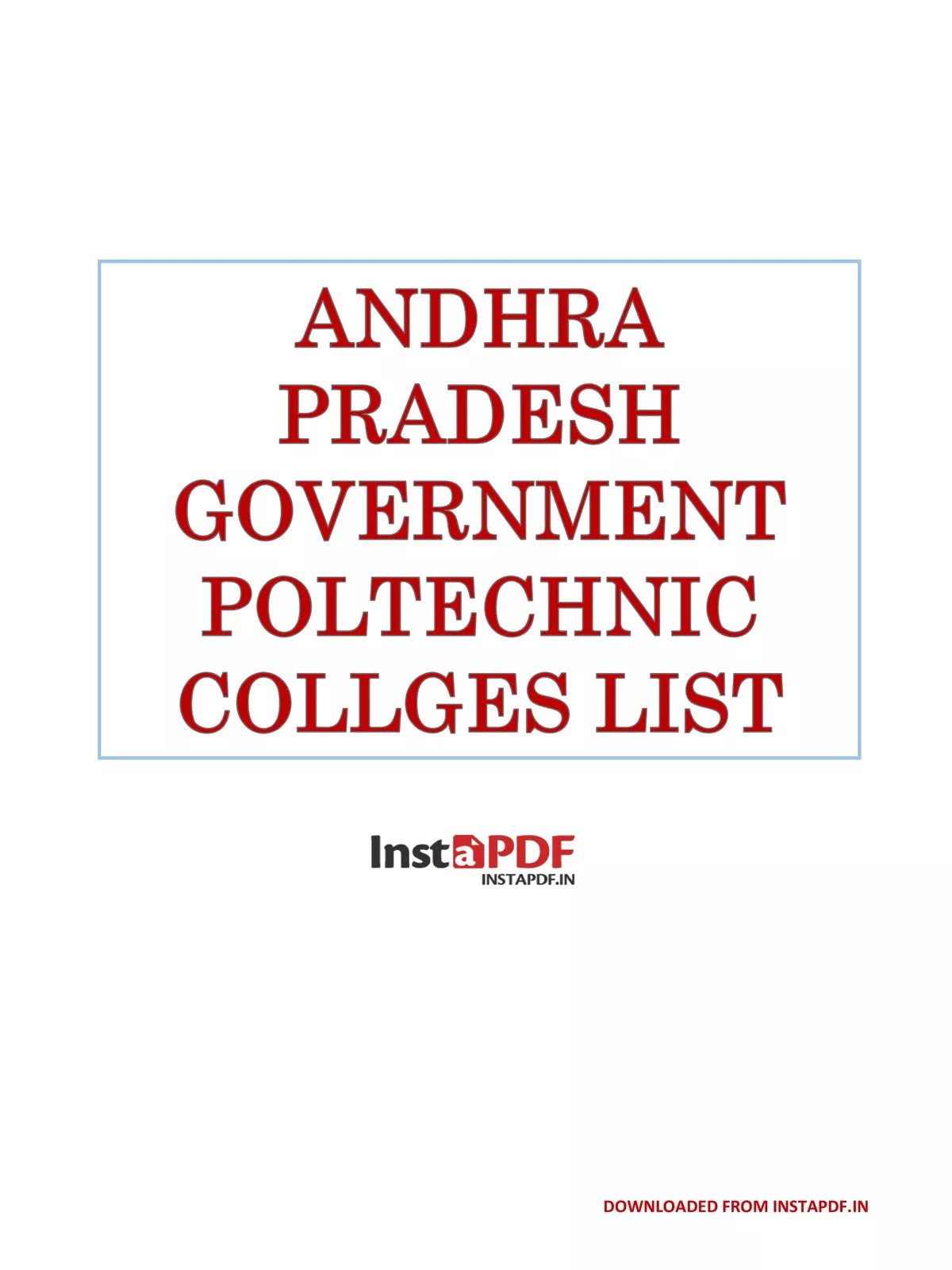 AP Govt Polytechnic Colleges List