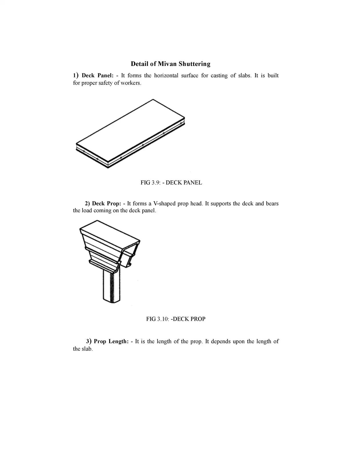 Mivan Shuttering Material List