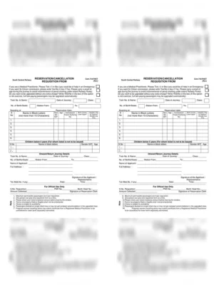 Railway Reservation / Cancellation Application Form