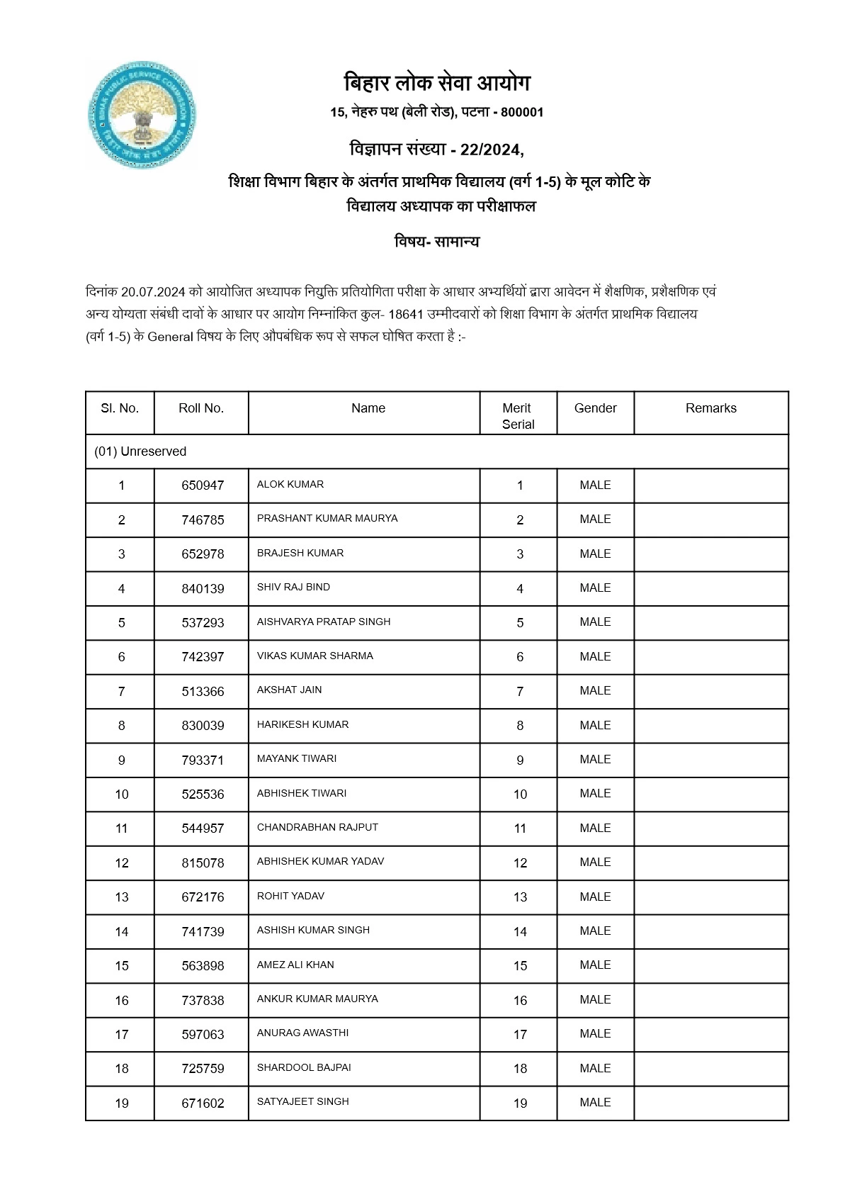 BPSC TRE 3.0 Result 2024