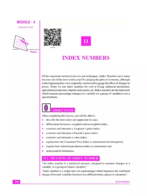 Index Number in Statistics Notes Class 12