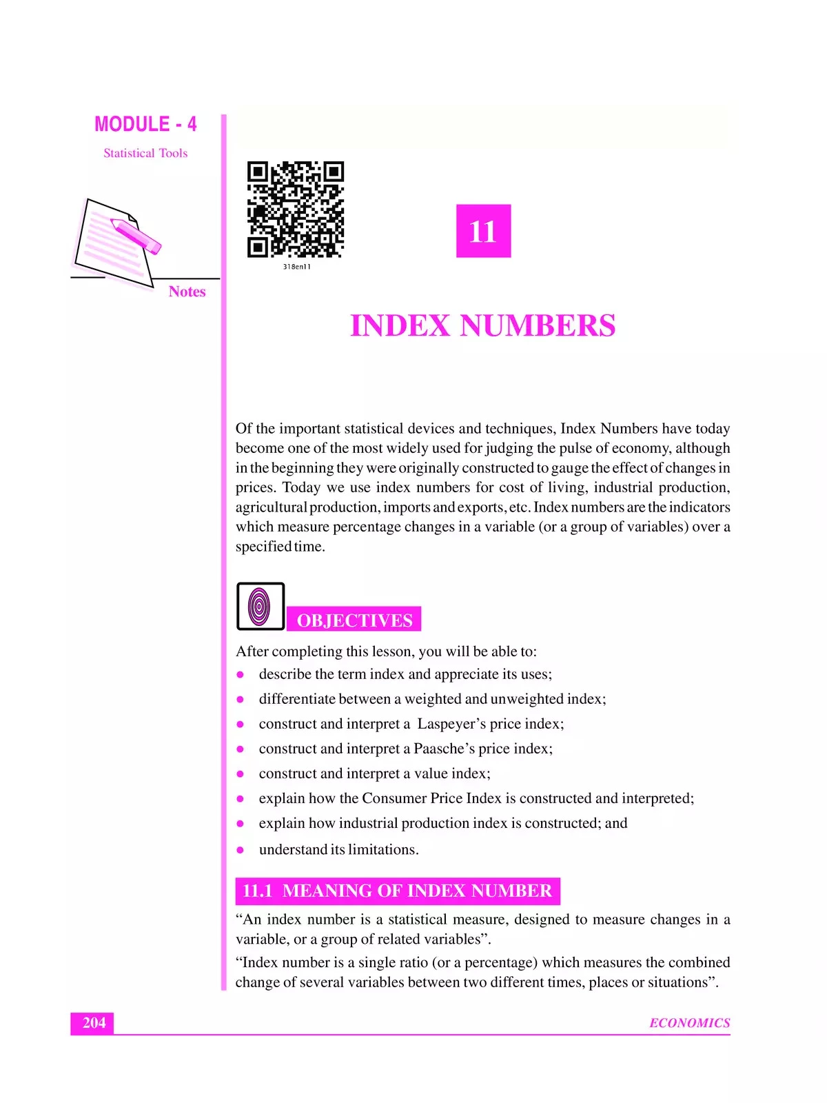 Index Number in Statistics Notes Class 12