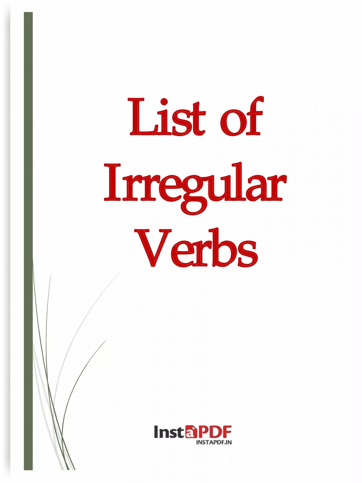 List of Irregular Verbs