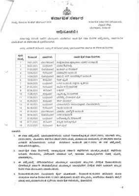 Karnataka State Government Holidays List 2025