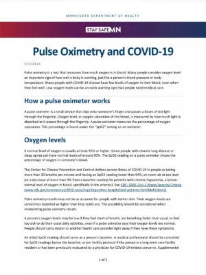 Pulse Oximeter Readings Chart