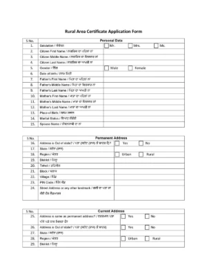 Rural Area Certificate Form