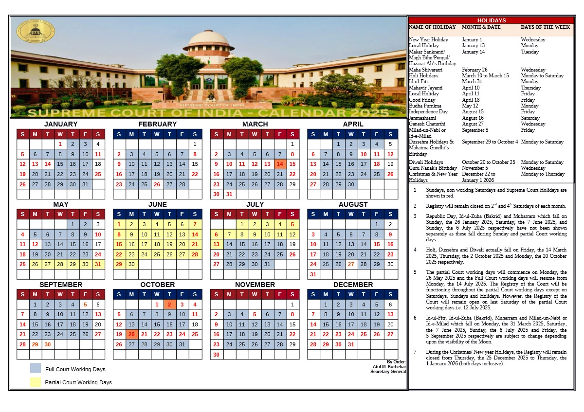 Supreme Court Calendar 2025