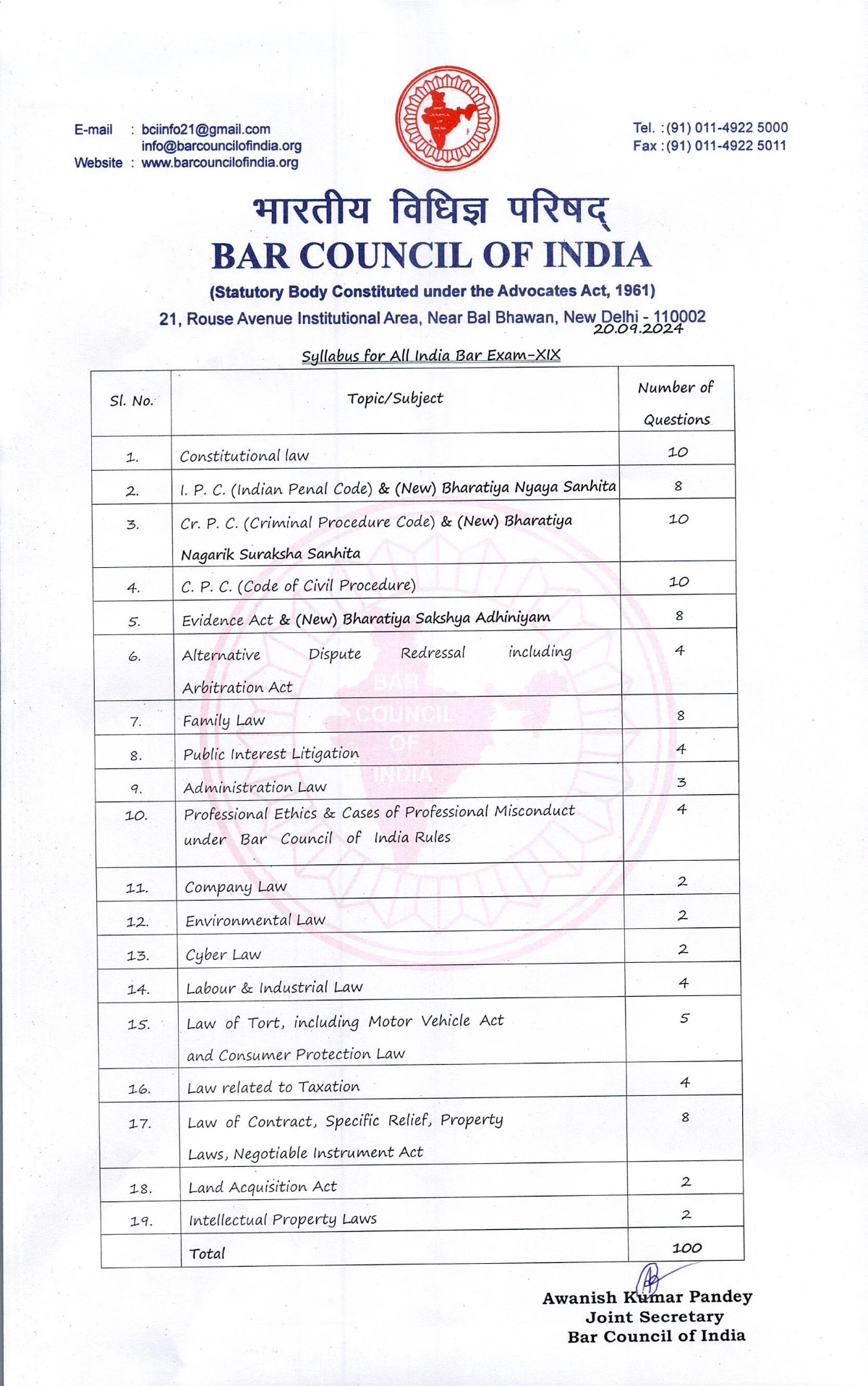 AIBE 19 Syllabus - Check Exam Pattern and Subject Wise Weightage