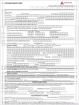 Axis Bank Account Transfer Form