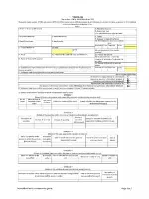 Bank of Baroda 15G Form