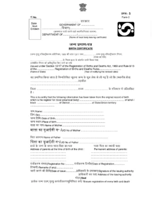 Birth Certificate Format for Newborn