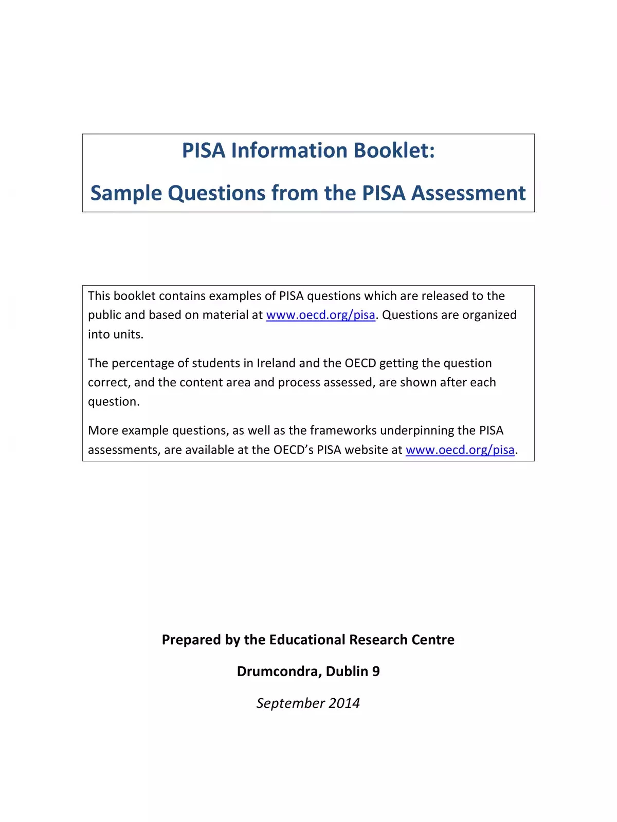 PISA Sample Questions and Answers English