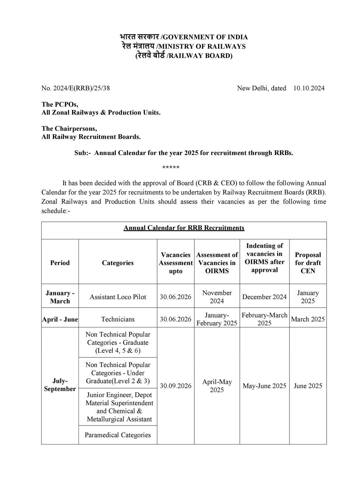 Exam Calendar 2025 