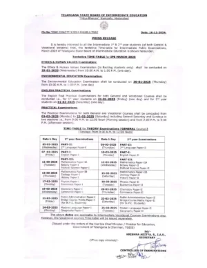 TS Intermediate Exam Schedule 2025 Out