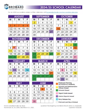 Broward Schools Calendar 2024-25