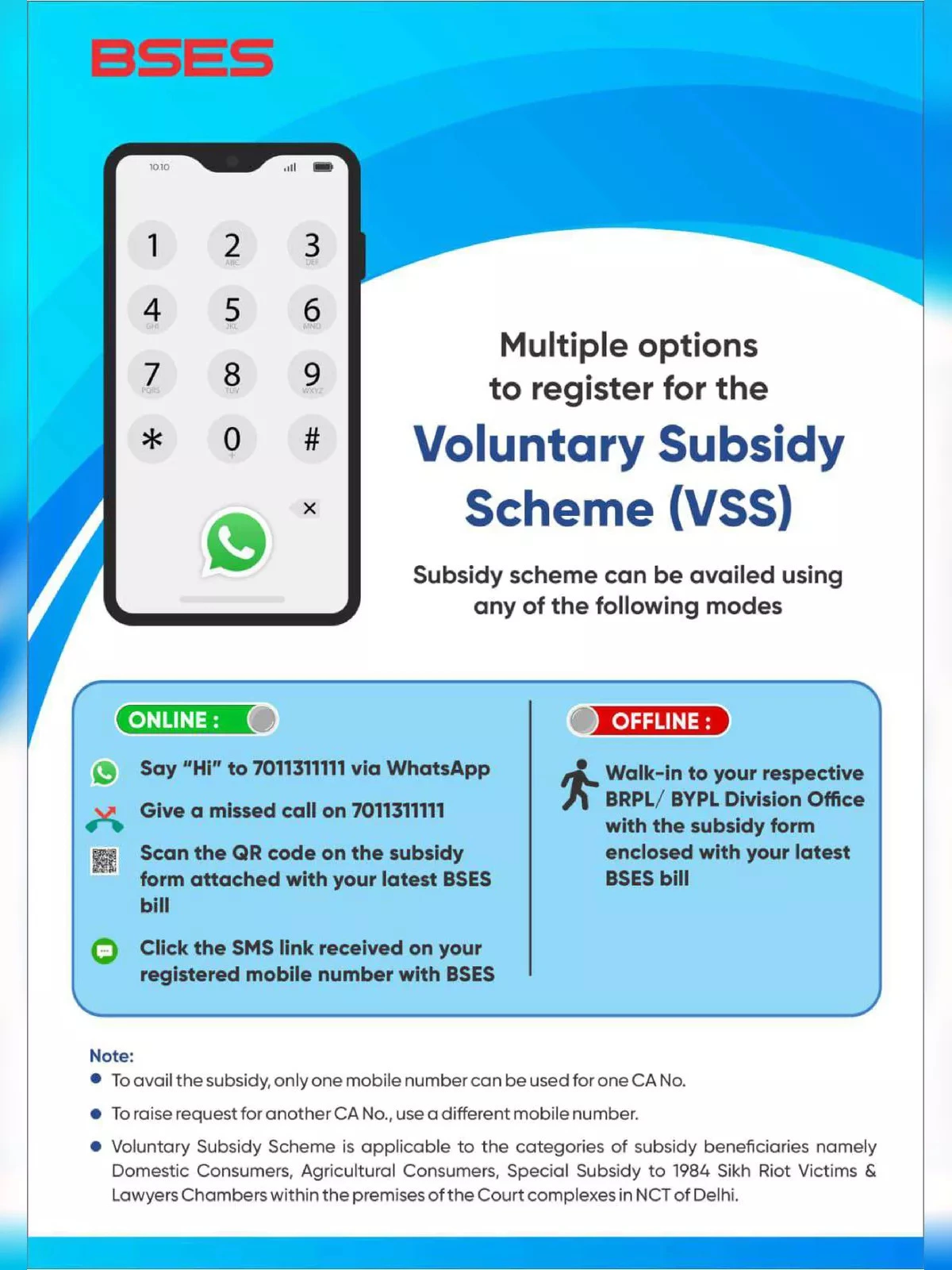 BSES Subsidy Form