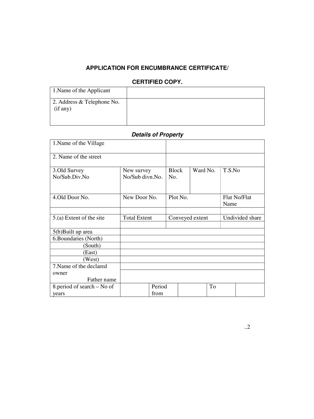 Encumbrance Certificate Application Form Tamil Nadu