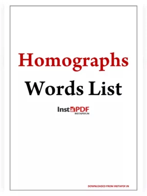 Homographs List A to Z for Kids