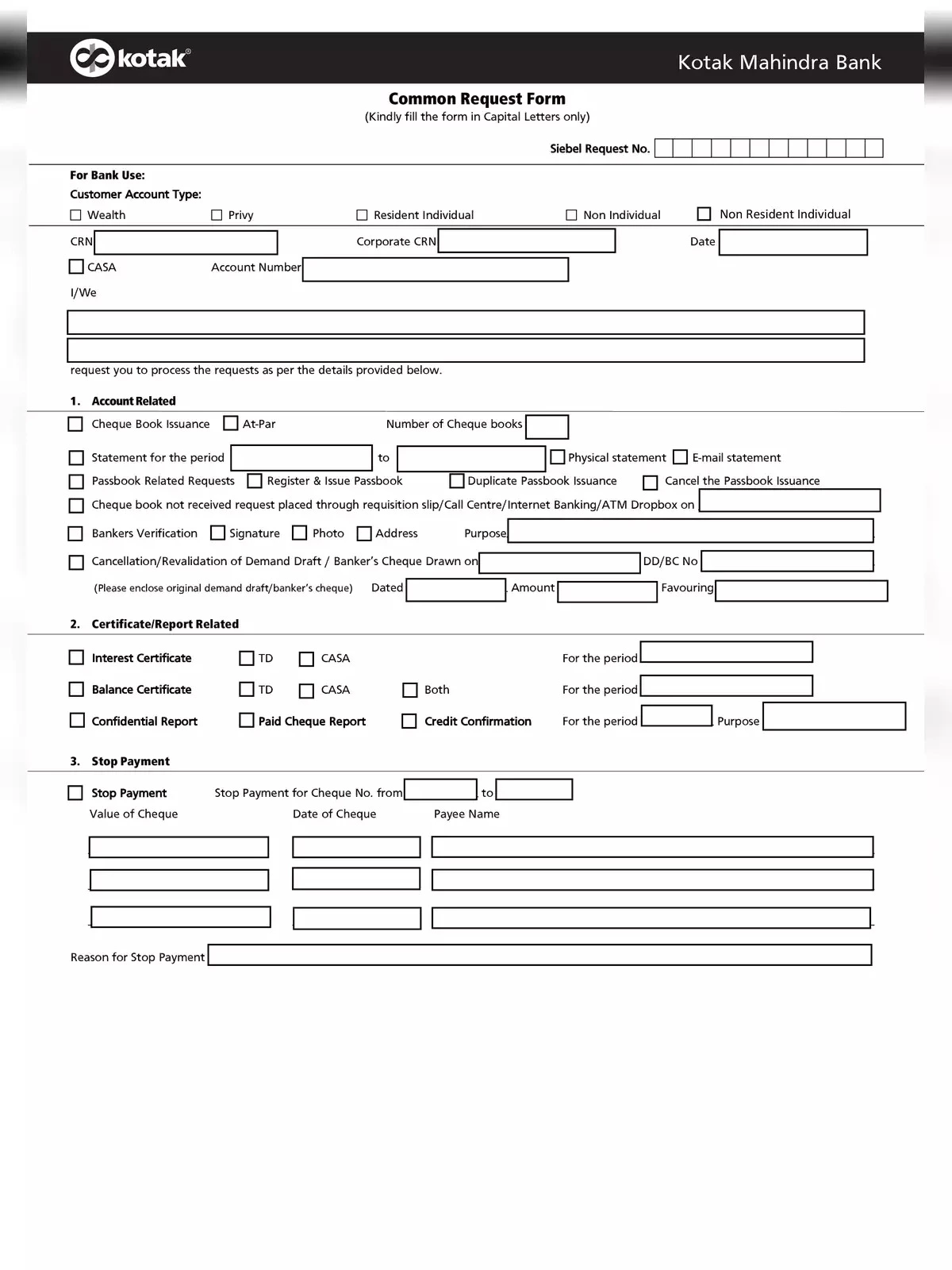 Kotak Mahindra Bank Statement Form