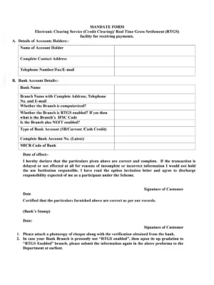 Mandate Form for Individuals