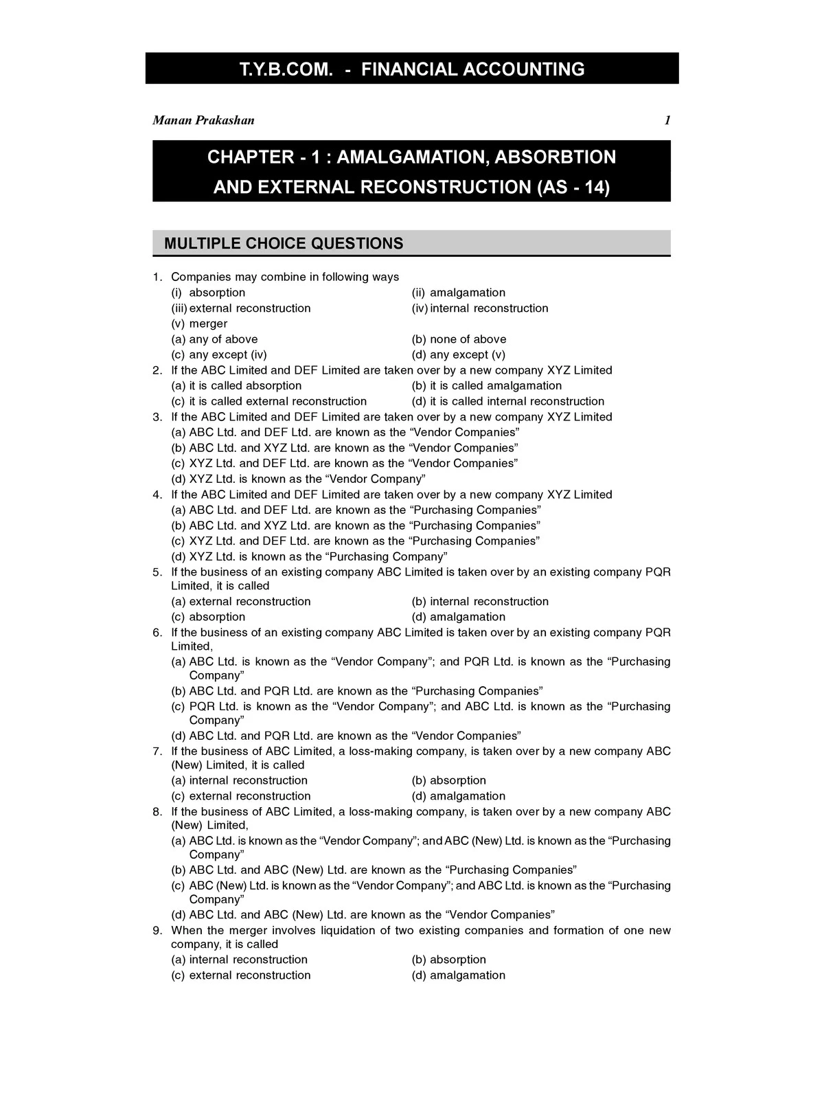 TYBCOM Financial Accounting Sem 6