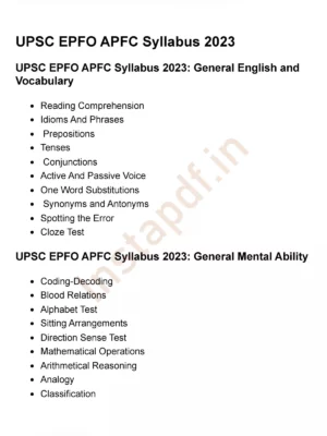 UPSC EPFO Syllabus [y] Updated