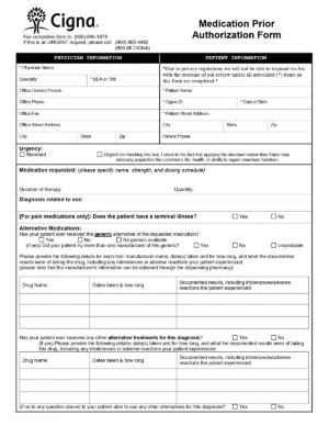 Cigna Prior Authorization Form