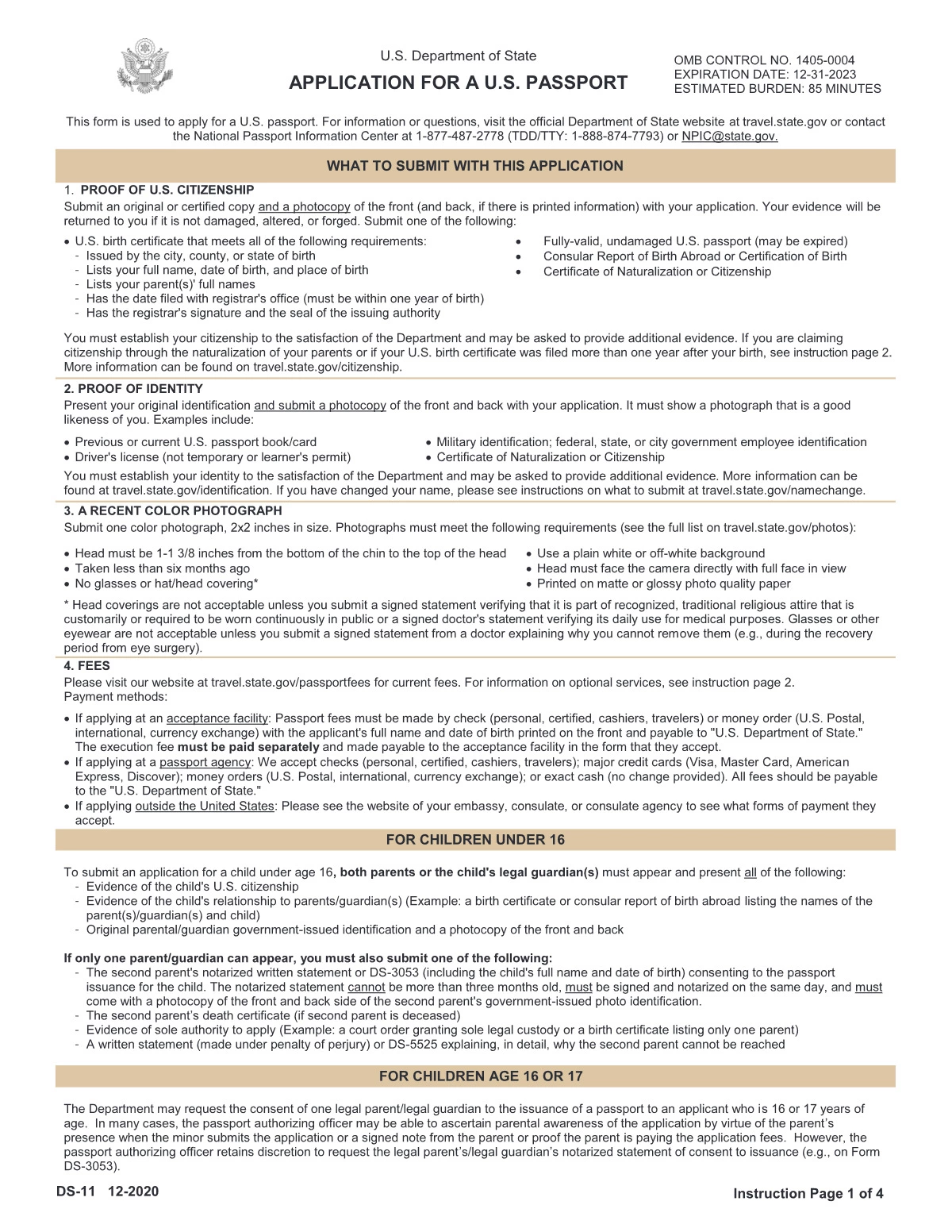 DS- 11 Passport Form Fillable