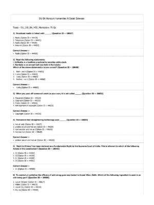 DUET Previous Year Question Papers