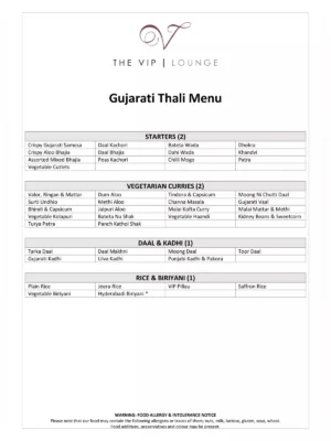 Gujarati Food Menu