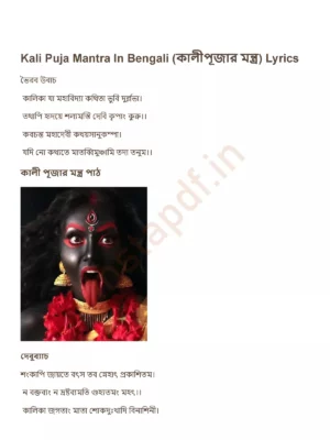 Kali Puja Mantra (কালী পূজার মন্ত্র)