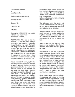 Like Water for Chocolate Book