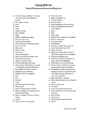 List of Coping Skills for Kids and Adults