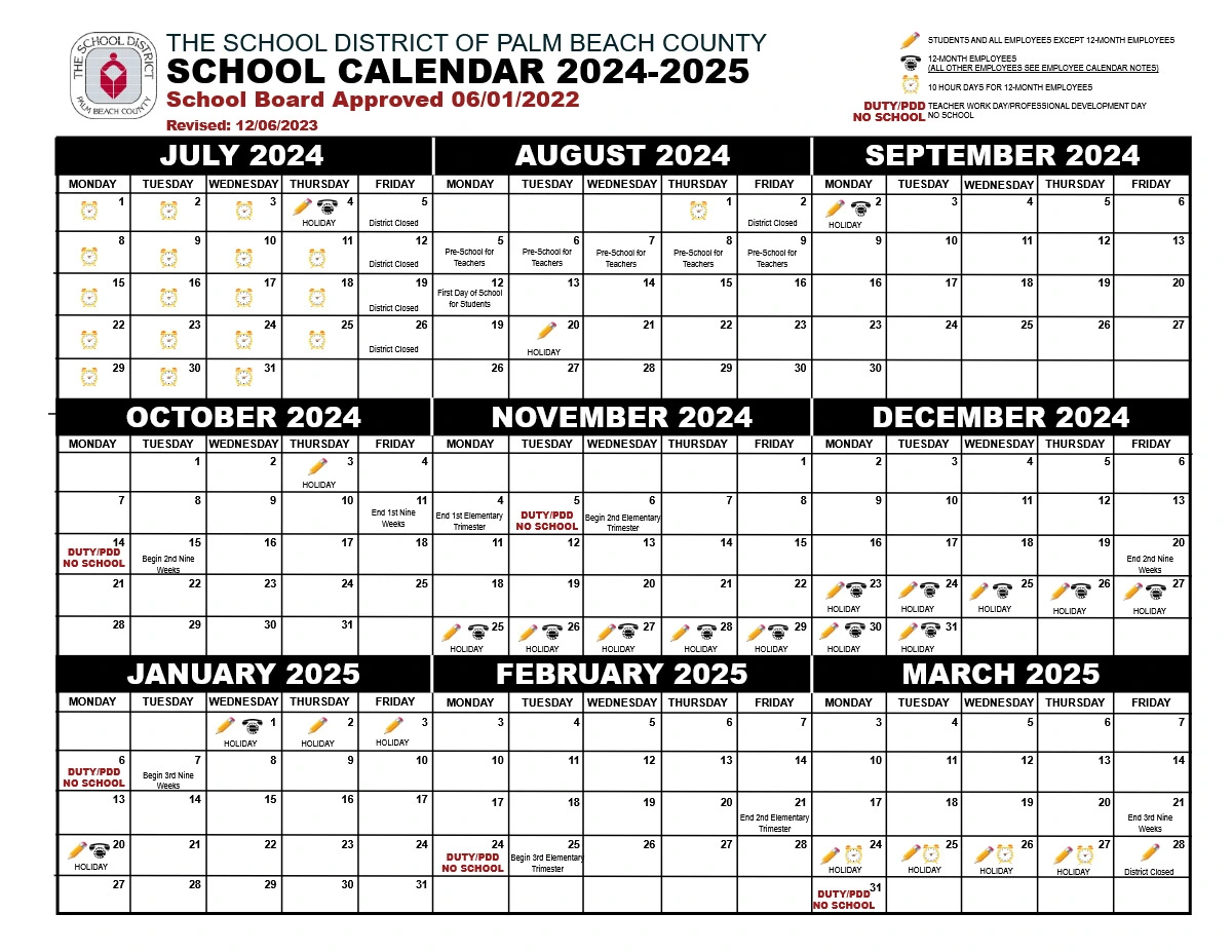Palm Beach School Calendar 24 25