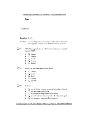 Pharmacist Exam Questions and Answers