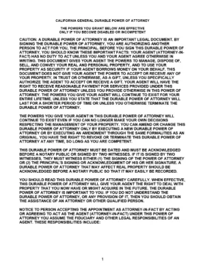 Power of Attorney Form California
