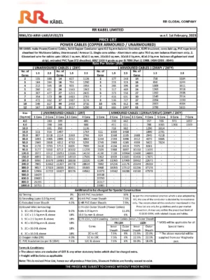 RR Kabels Price List [y]