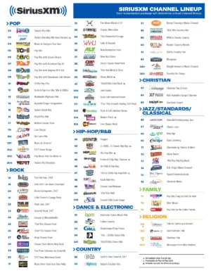 Sirius XM Channel List Printable